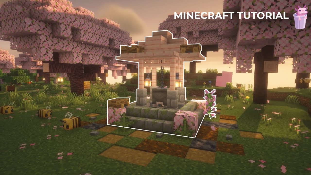 Minecraft I 🌸Cherry Blossom WELL🌸 TUTORIAL (pozo de agua) - Cherry Well