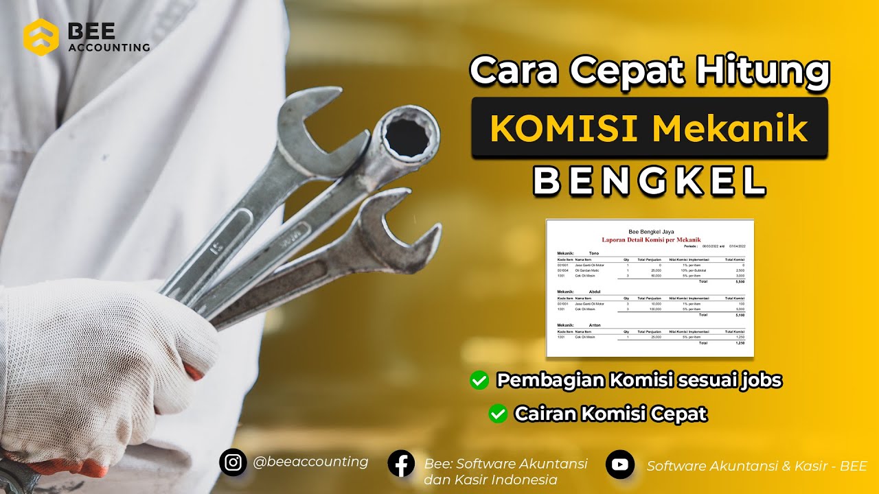 Pencacatan Komisi Mekanik Pada Bengkel | Software Bengkel Beeaccounting