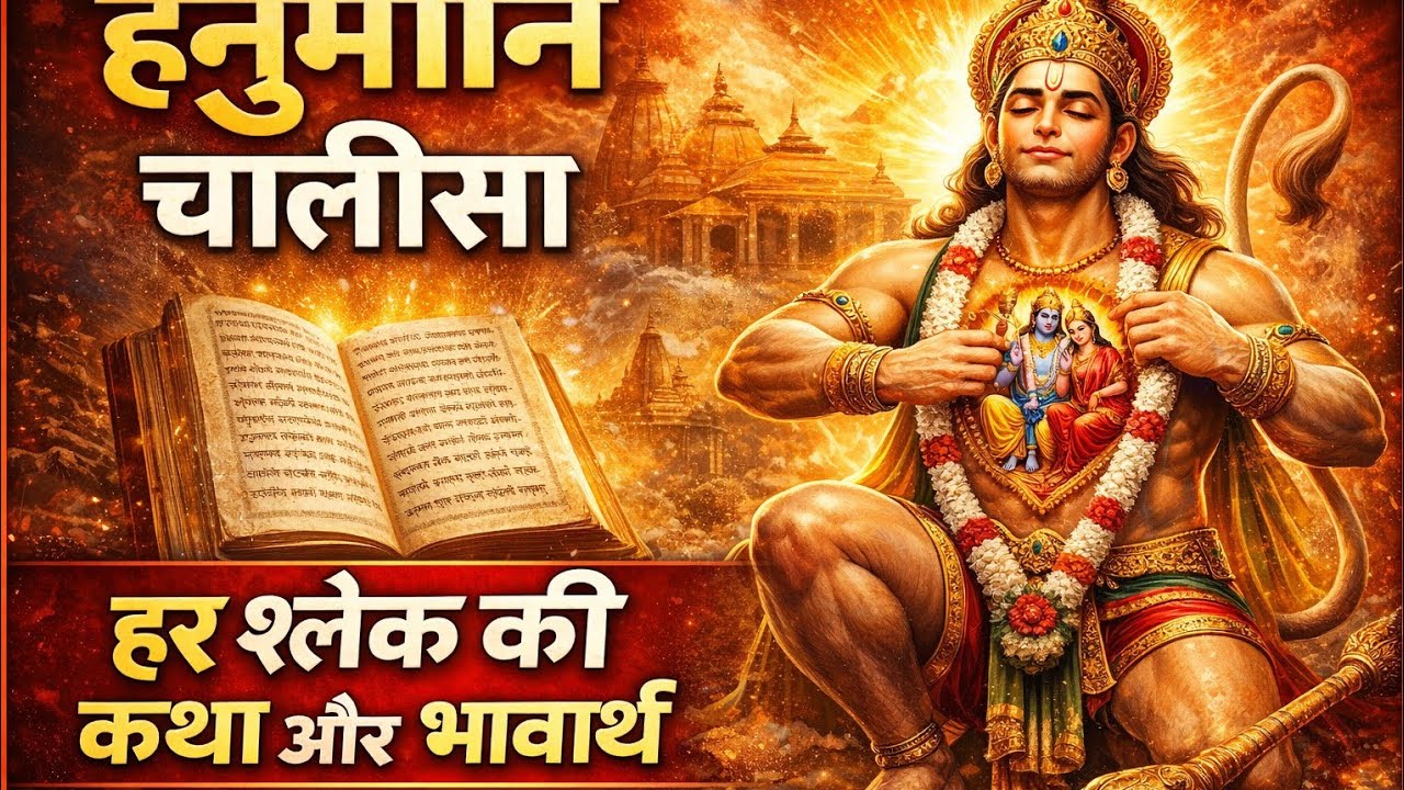 हनुमान चालीसा के हर मंत्र का अर्थ और चमत्कारी #Hanuman Chalisa Meaning & Story#भक्ति कथा  #video 🙏💐🚩