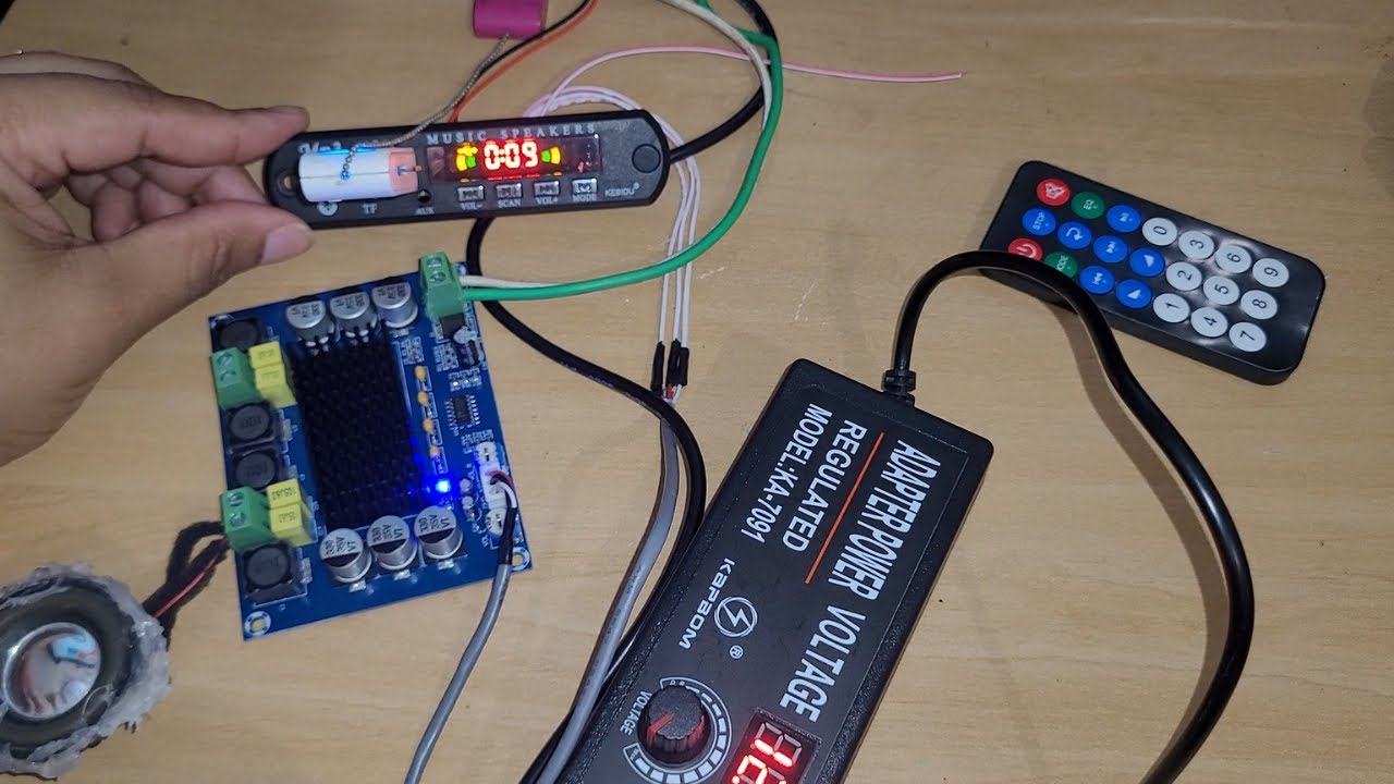 como ligar placa amplificada na placa mp3 bluetooth com alto falante