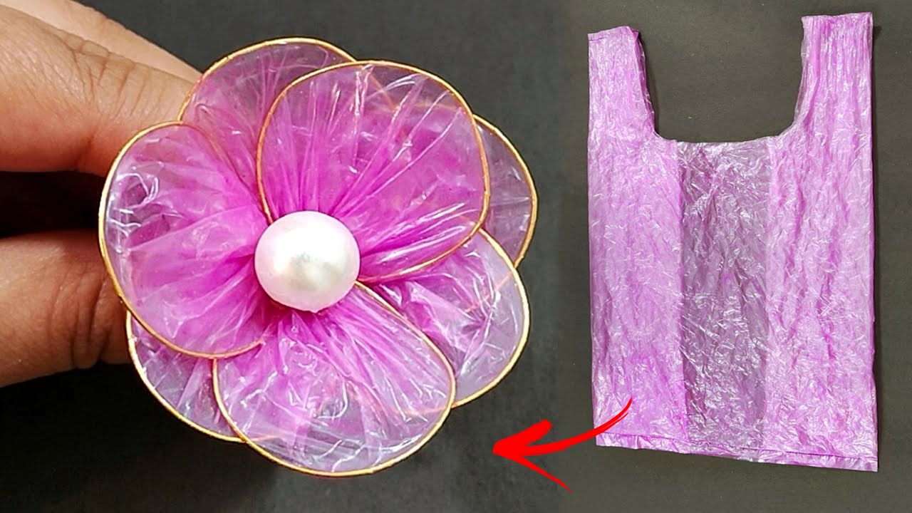 Super easy Polybag flower making - Plastic carry bag flower making - DIY Flower
