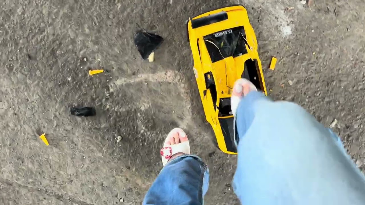 RC Mustang crushed by April heels. #crushexperiment #asmrcrush #oddlysatisfying #rccars