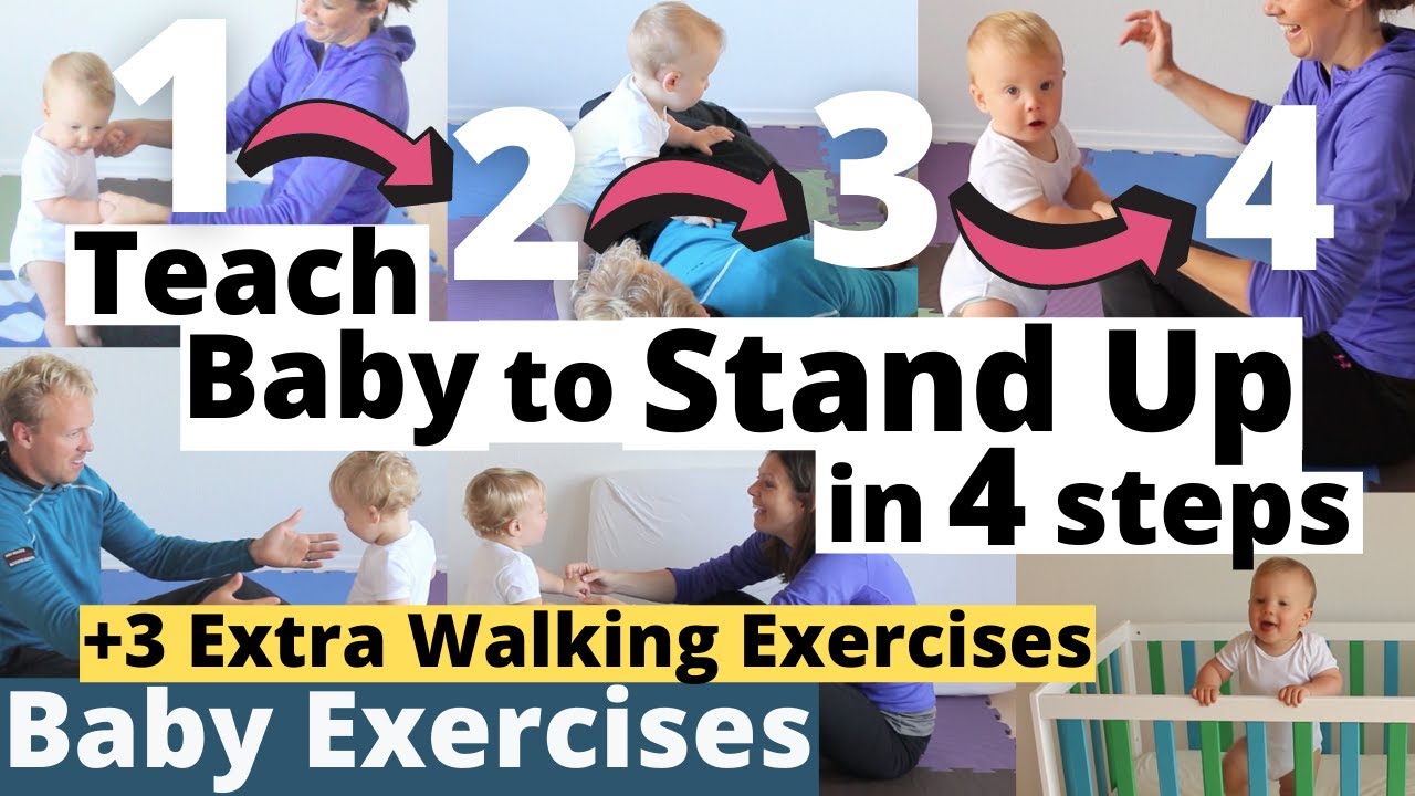 How to teach your baby to STAND UP and WALK ★ 9-12 months ★ Baby Exercises, Activities & Development