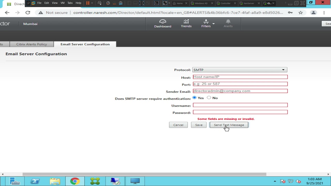 Citrix Director- How to send alerts to your email from Citrix director