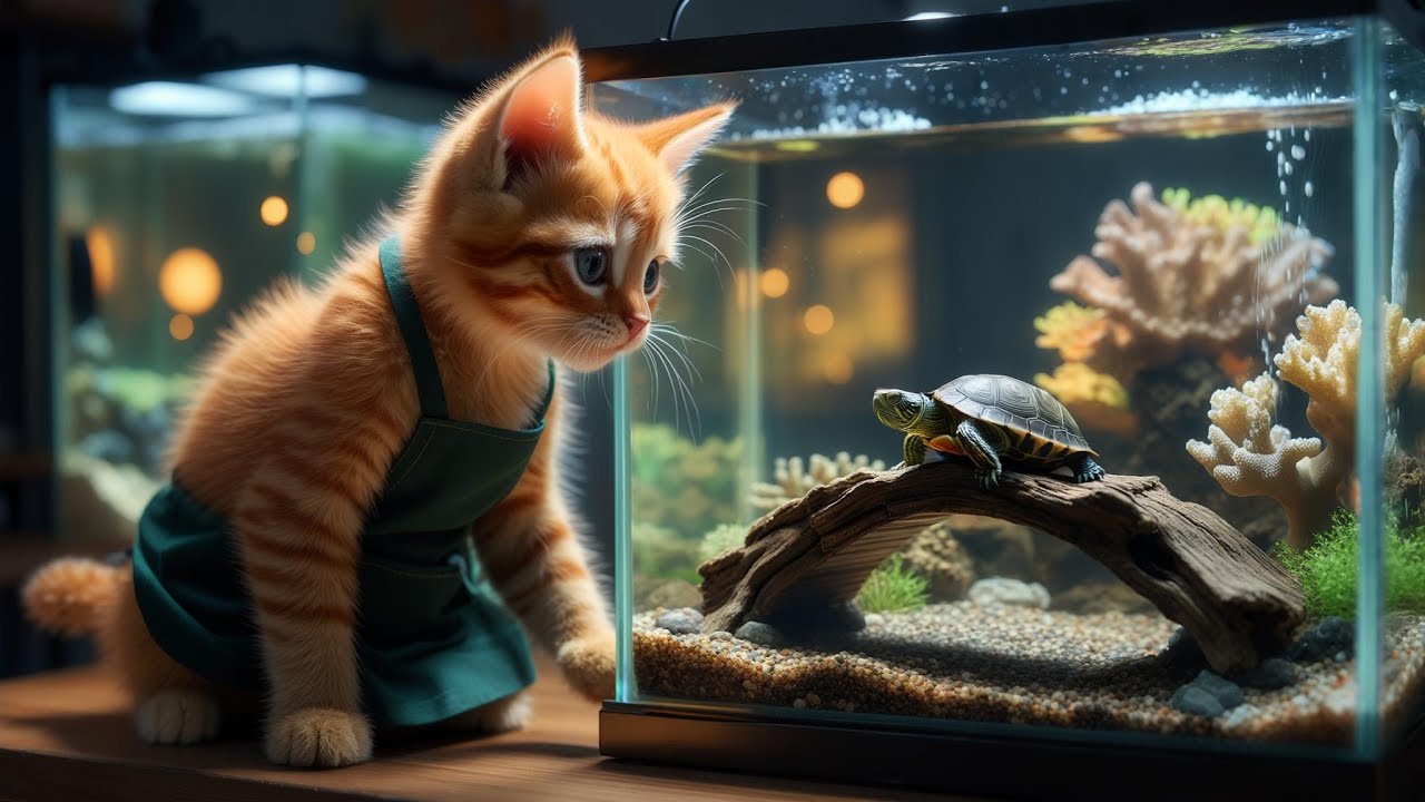 🐟 Маленький Котёнок &mdash; Хранитель Аквариума 🐾 | Очаровательная История Кота и Котёнка в Зоомагазине