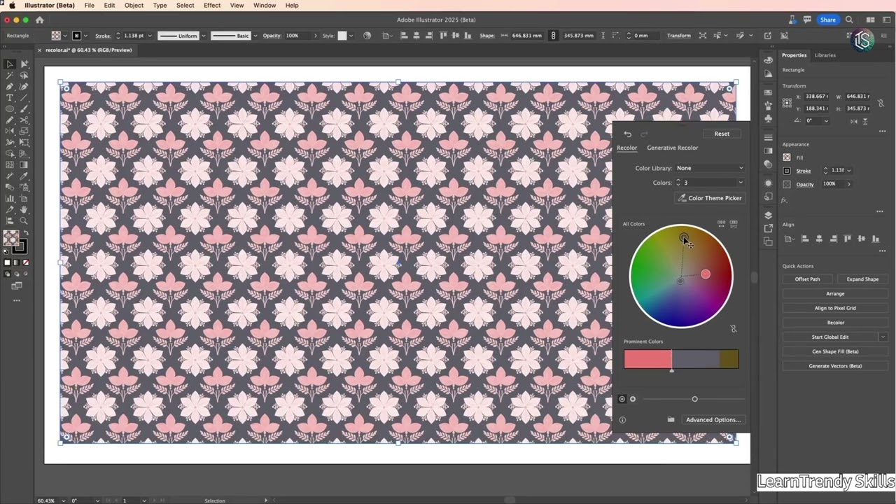 Recoloring Artwork in Illustrator 2025 | Master the Recolor Artwork Tool for Creative Color Control