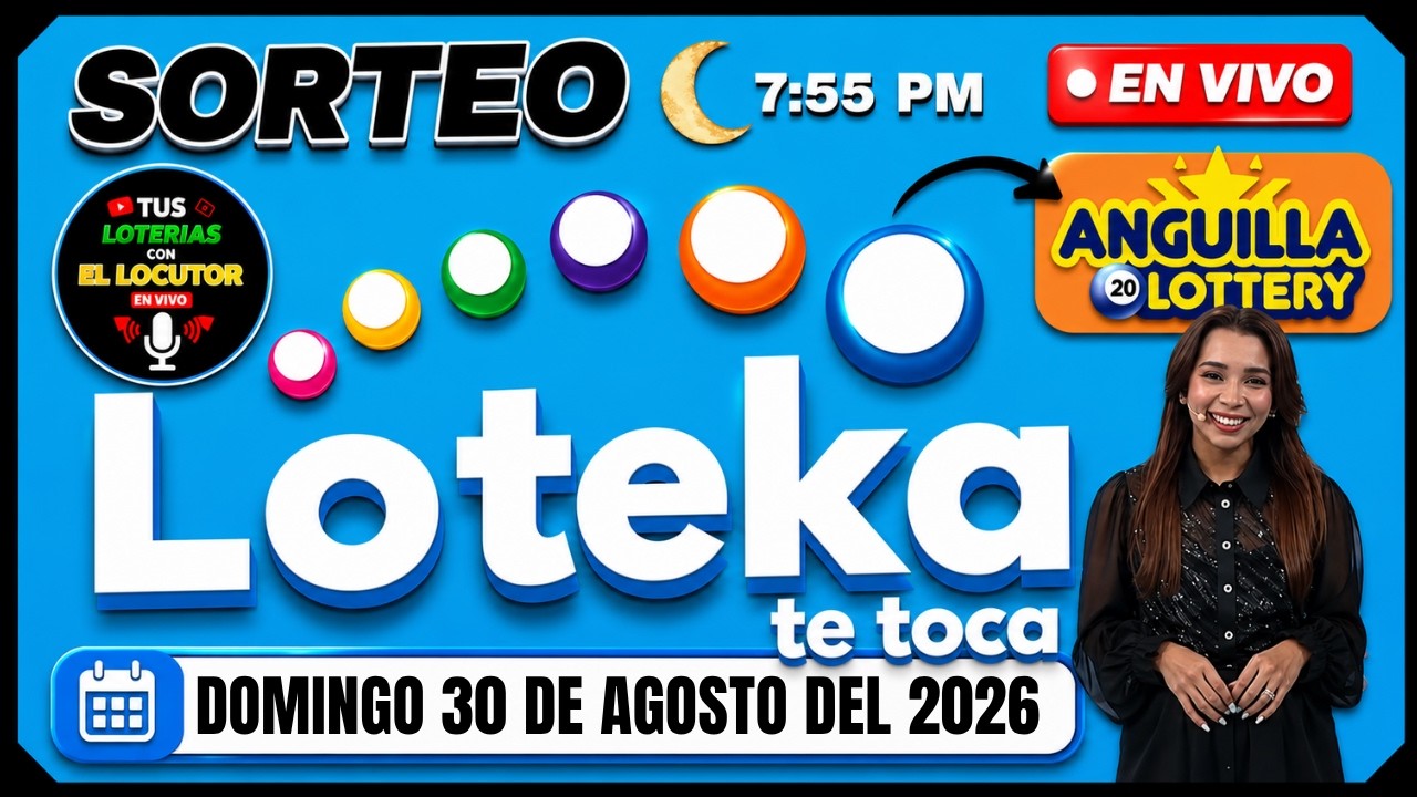 Sorteo Loteria LOTEKA TE TOCA En VIVO Resultados de hoy Domingo 30 de agosto del 2026