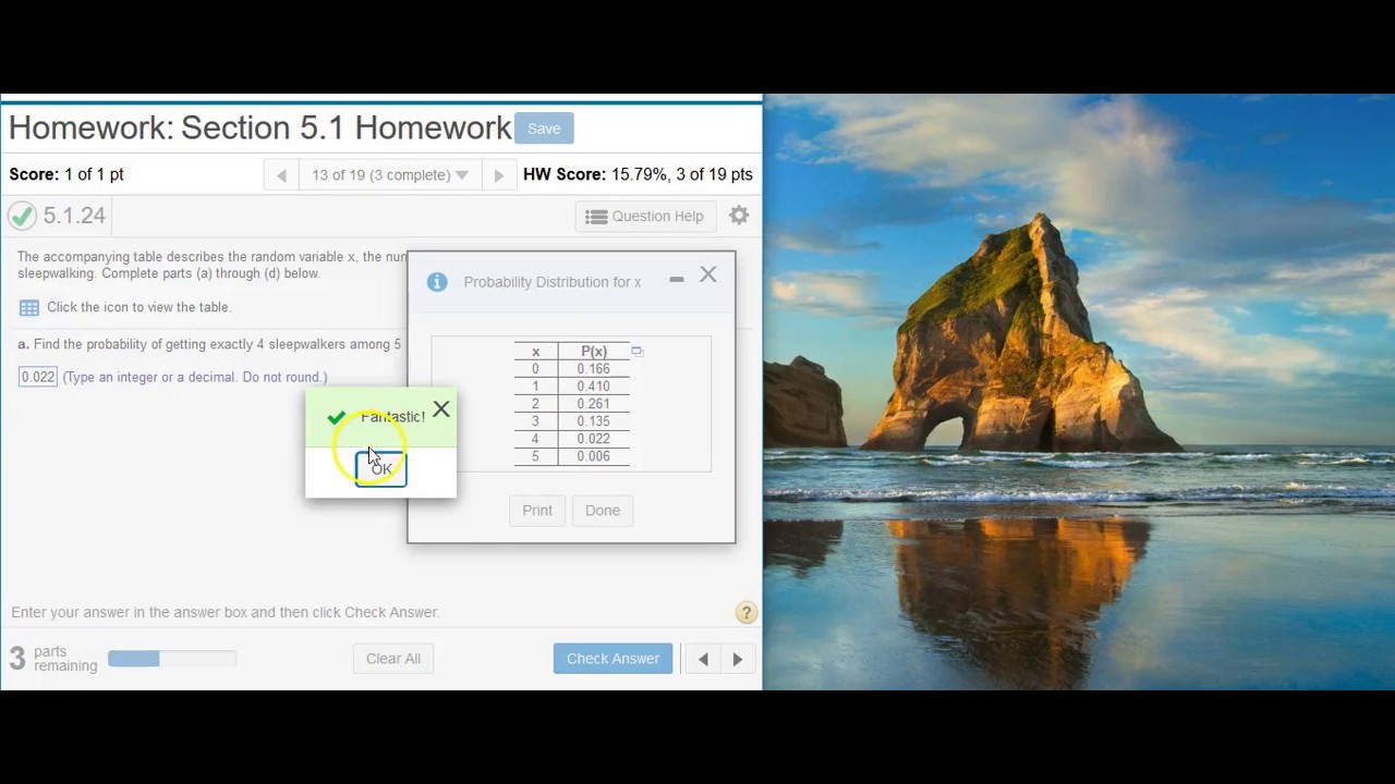 [5.1.24] Finding probabilities from a probability distribution table