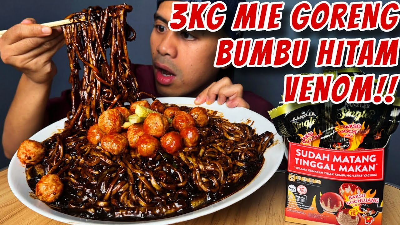 MUKBANG 3 KG MIE GORENG BUMBU VENOM PAKE BAKSO GCHUJANG PEDAS!!