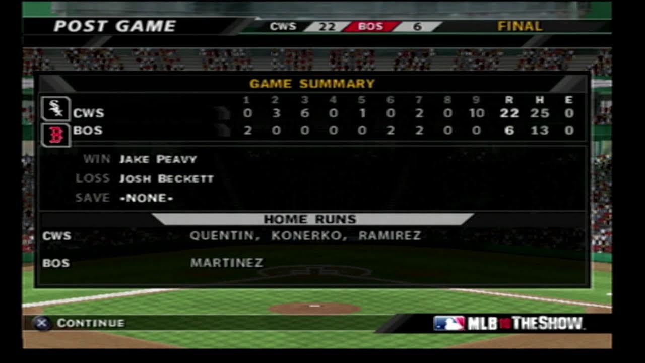 MLB 10 The Show Red Sox vs White Sox