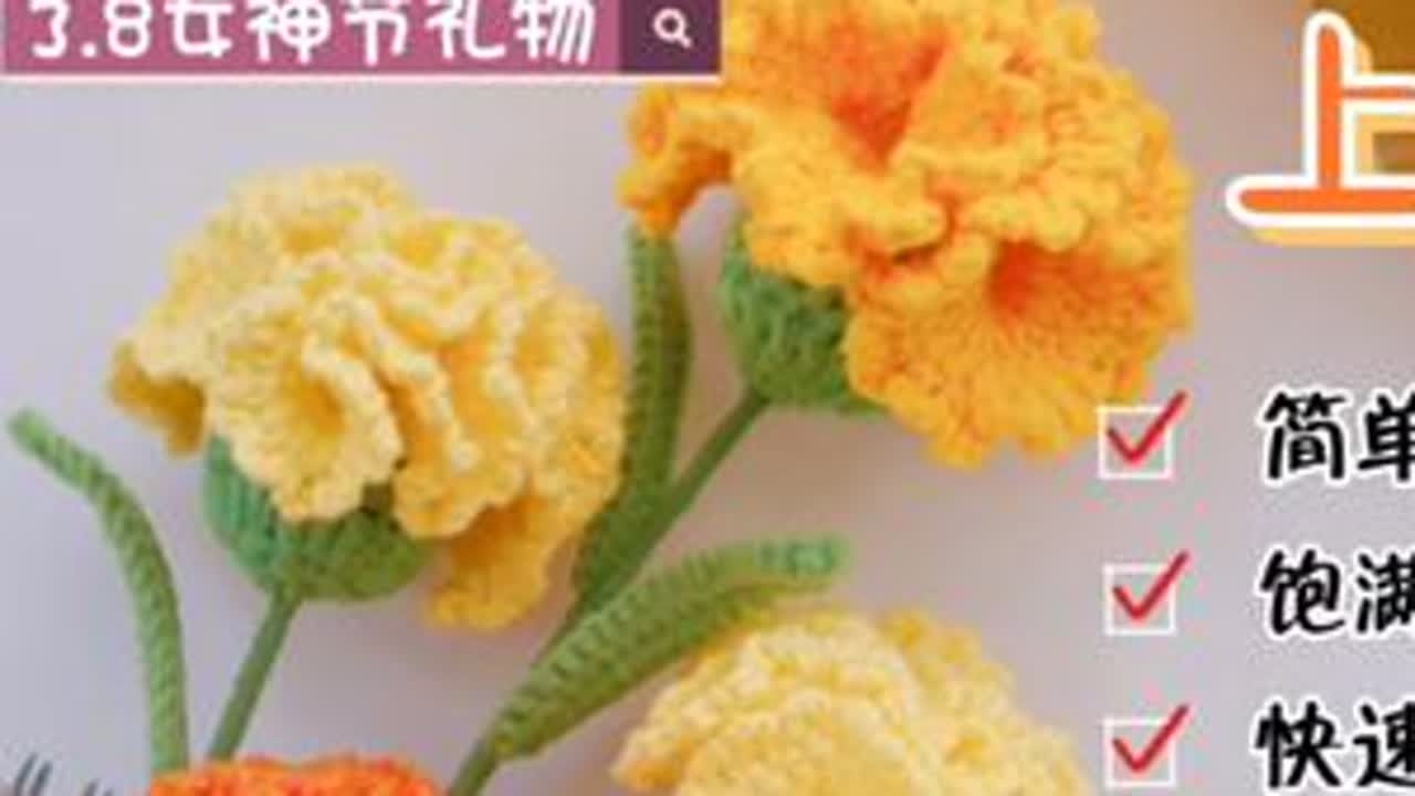 康乃馨花束教程#手工编织零基础教学 #康乃馨钩织教程 #爱生活爱编织