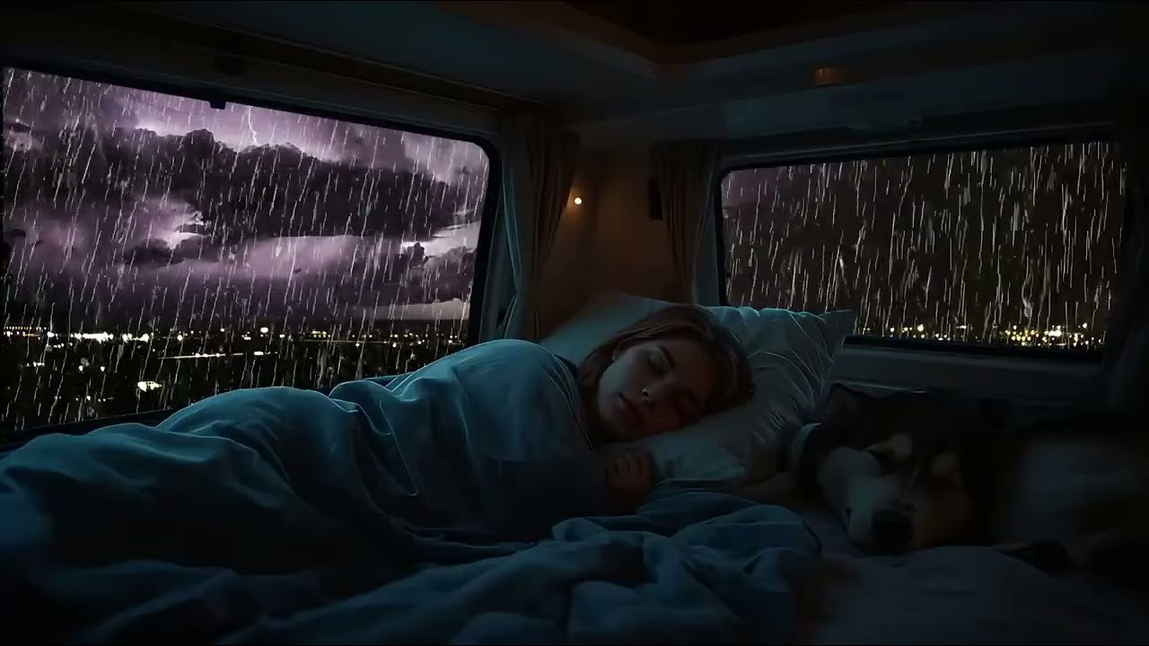 🌧️⚡💤 asmr rain thunder sleep long play | uninterrupted campervan calm