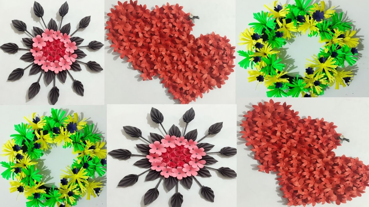 3 Unique Flower Wall Hanging | Quick Paper Craft For Home Decoration | Easy Wallmate DIY Wall Decor