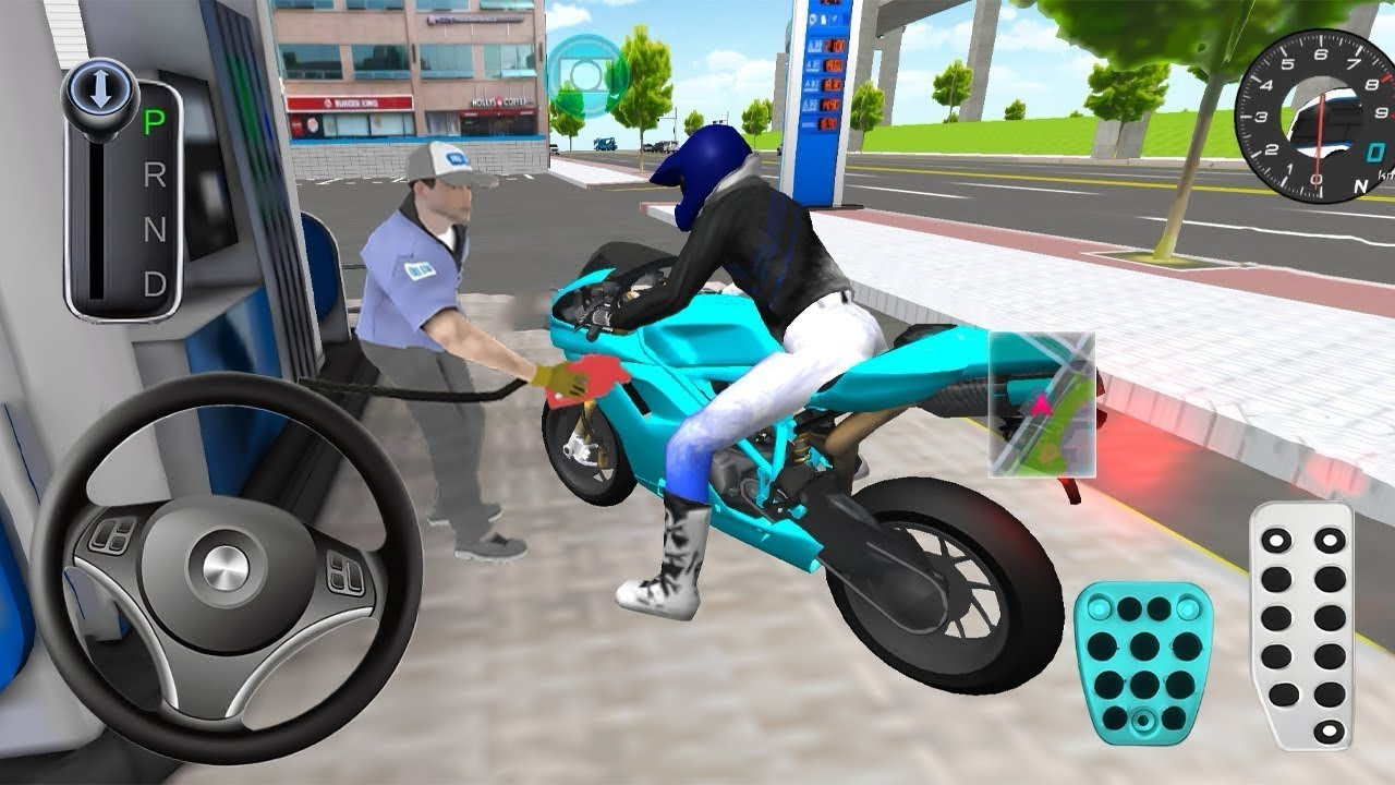 Blue Brand New Bike Gas Station 3d Driving Class android game play video || Car Game #cargame