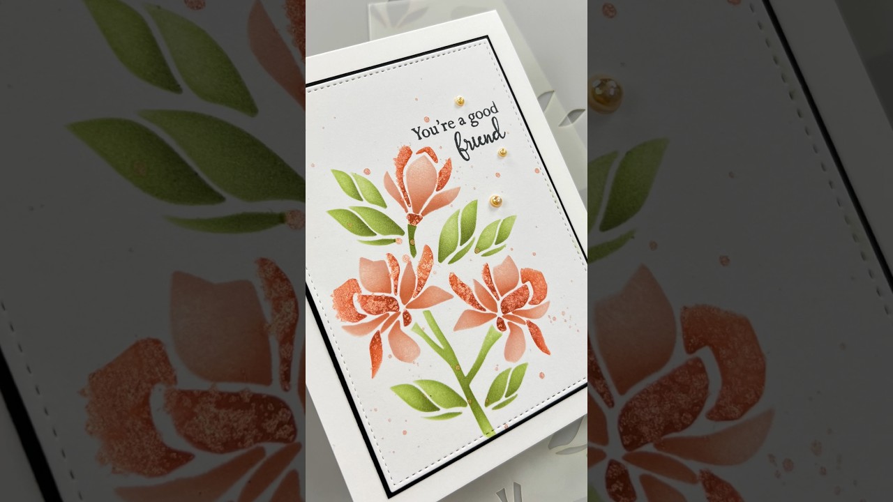 Layering Stencil with Glimmer Spray! Full video on my channel! #cardmaking #crafts