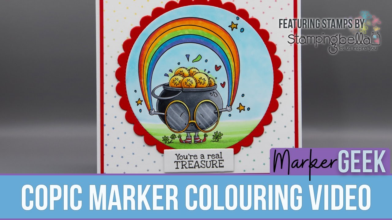 Copic Marker Colouring Stamping Bella Spec-Tacular Pot of Gold rubber stamp