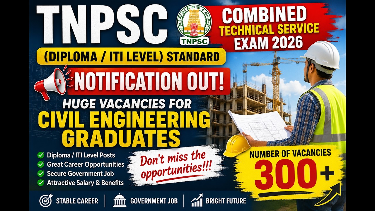 TNPSC Combined Technical Services Exam 2026 Notification Out | Diploma & ITI Level Exam