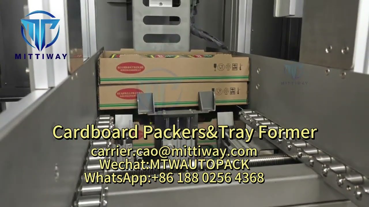 tray former,stacking,FEFCO box folding,Meat
