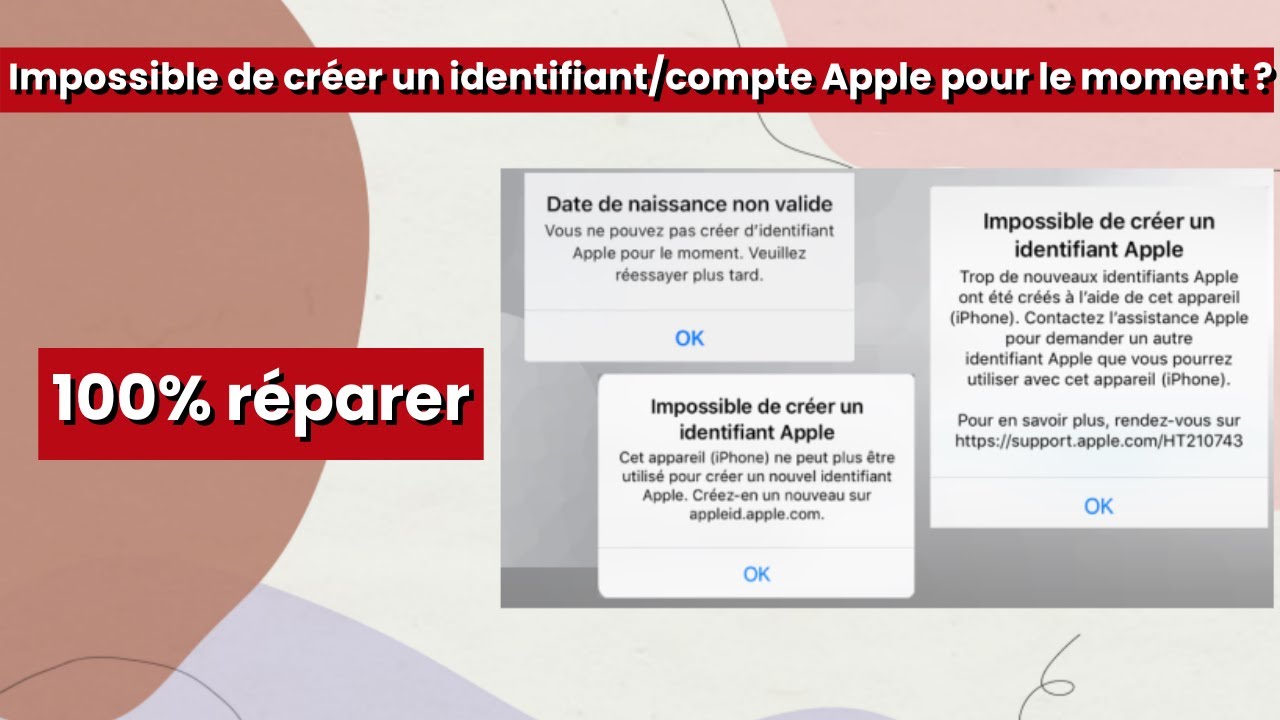 Impossible de créer un identifiant/compte Apple pour le moment ? [RESOLU]