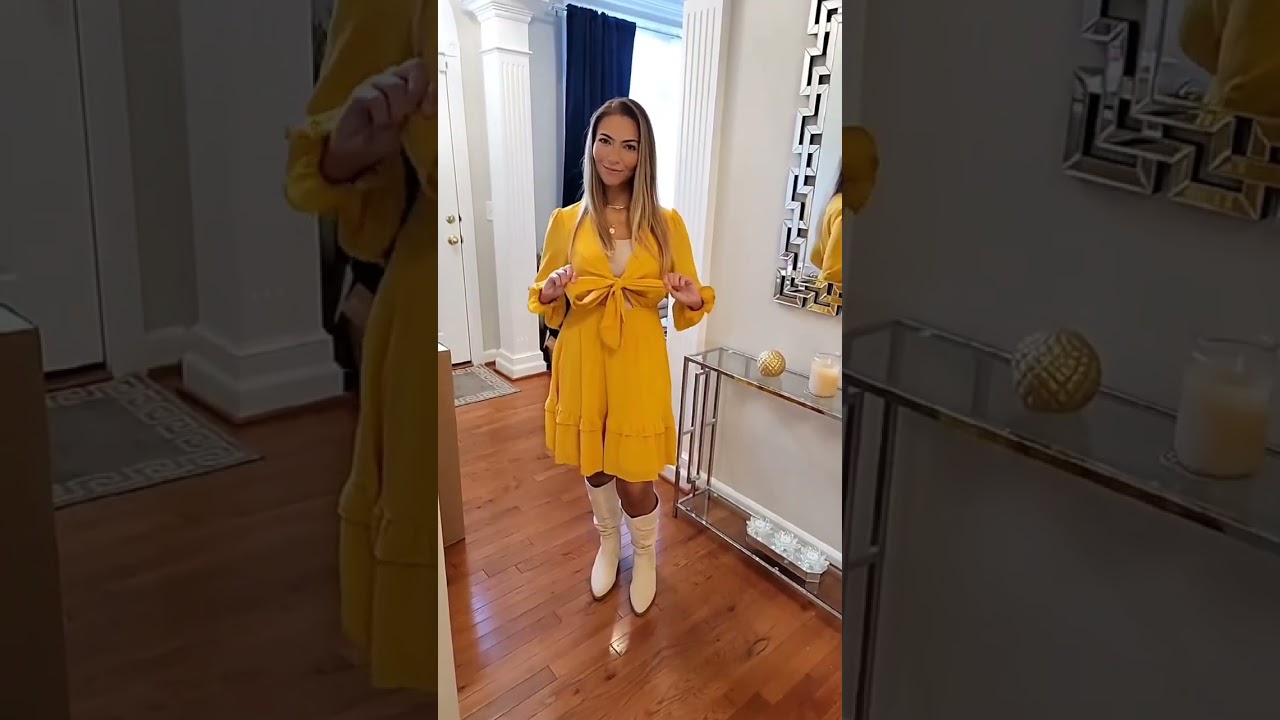 Front Tie Dress Try On | Styled With Amazon Boots for Fall and Winter
