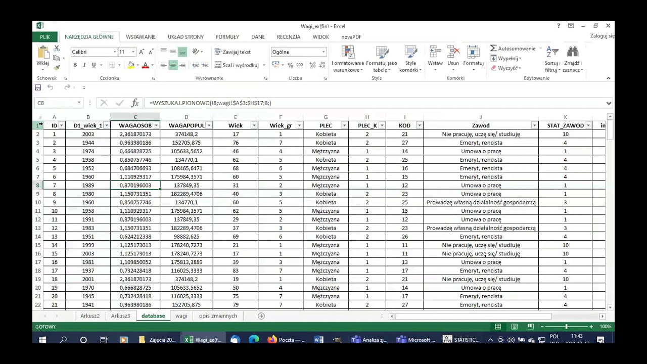 STATISTICA. Odc. 1: Przygotowanie pliku Excel'a do importu do programu.