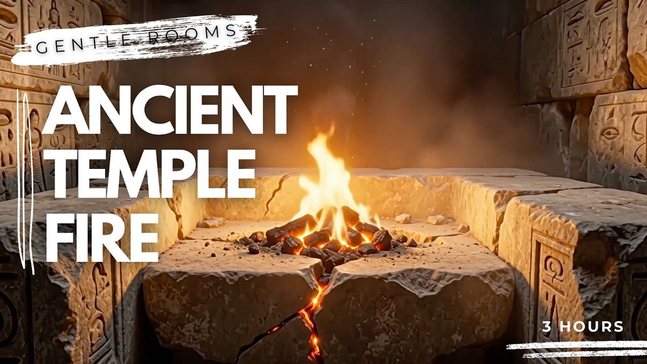 Ancient Temple Fire 🔥 3 Hours of Sacred Stone Flame | Hypnotic Music & Real Fire Sounds