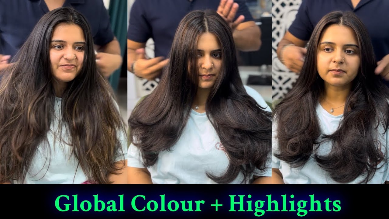 How To: Global Colour + Highlights || Light Brown Colour || Without Bleach￼ Hair Colour || Tutorial 