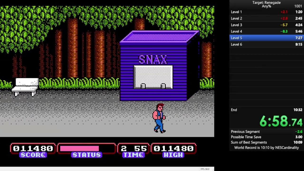 Target Renegade (NES) Any% Speedrun in 10:00 (Current World Record)