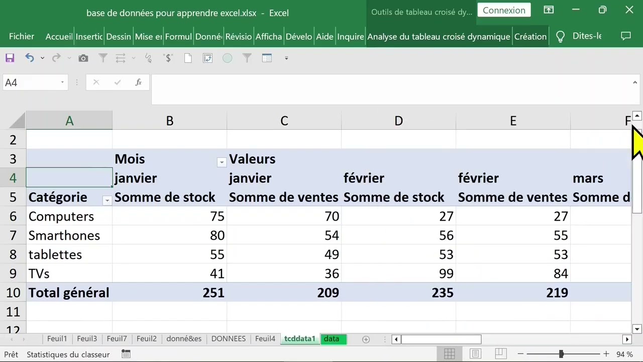 APPRENDRE à analyser des données avec  MICROSOFT EXCEL