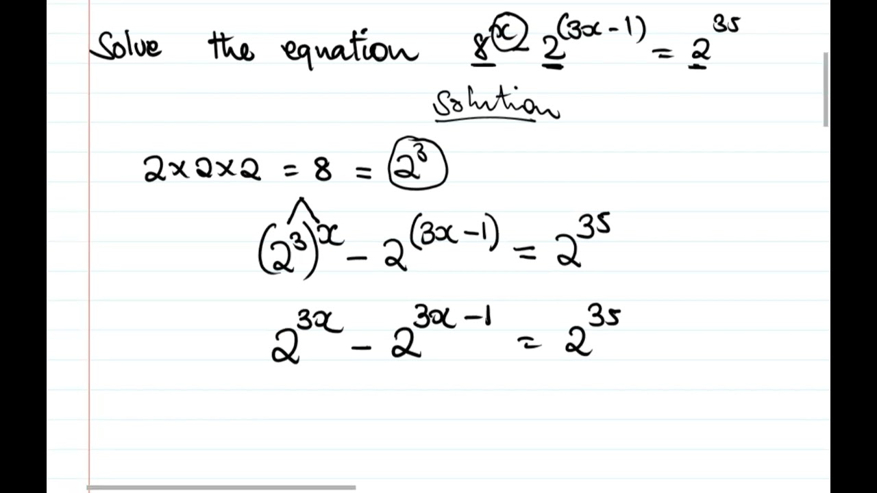 Form 3 Maths - solving problem involving laws of indeces