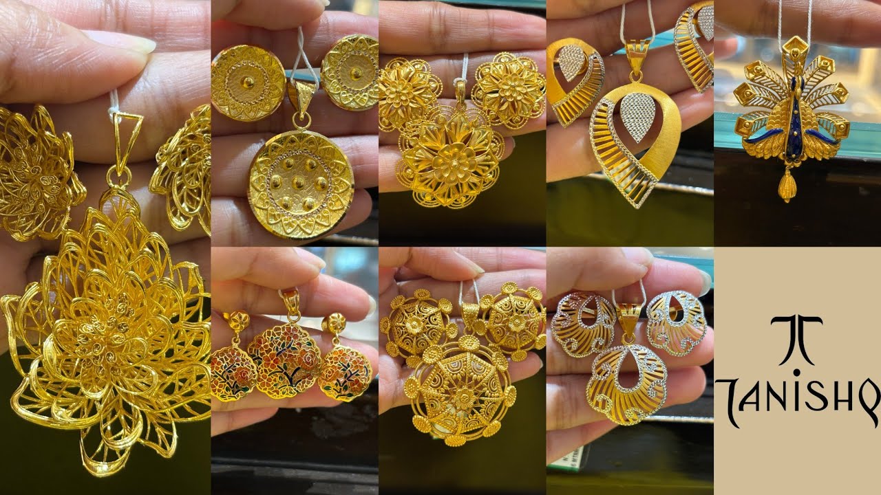 Tanishq Latest Gold Pendent Set With Earrings Design 💕 | Tanishq Gold Pendant Collection With price😱