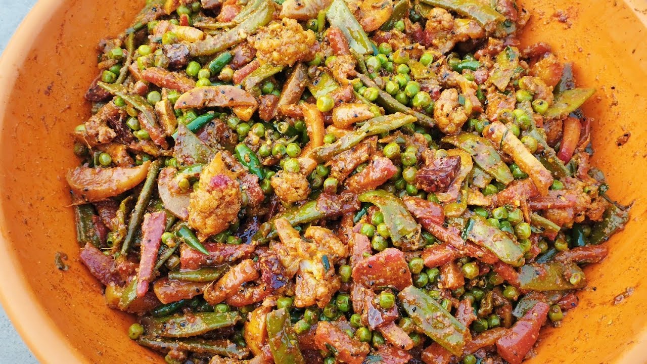 वेज नवरंग आचार, Winter Special Traditional Mixed Veg Pickle | 