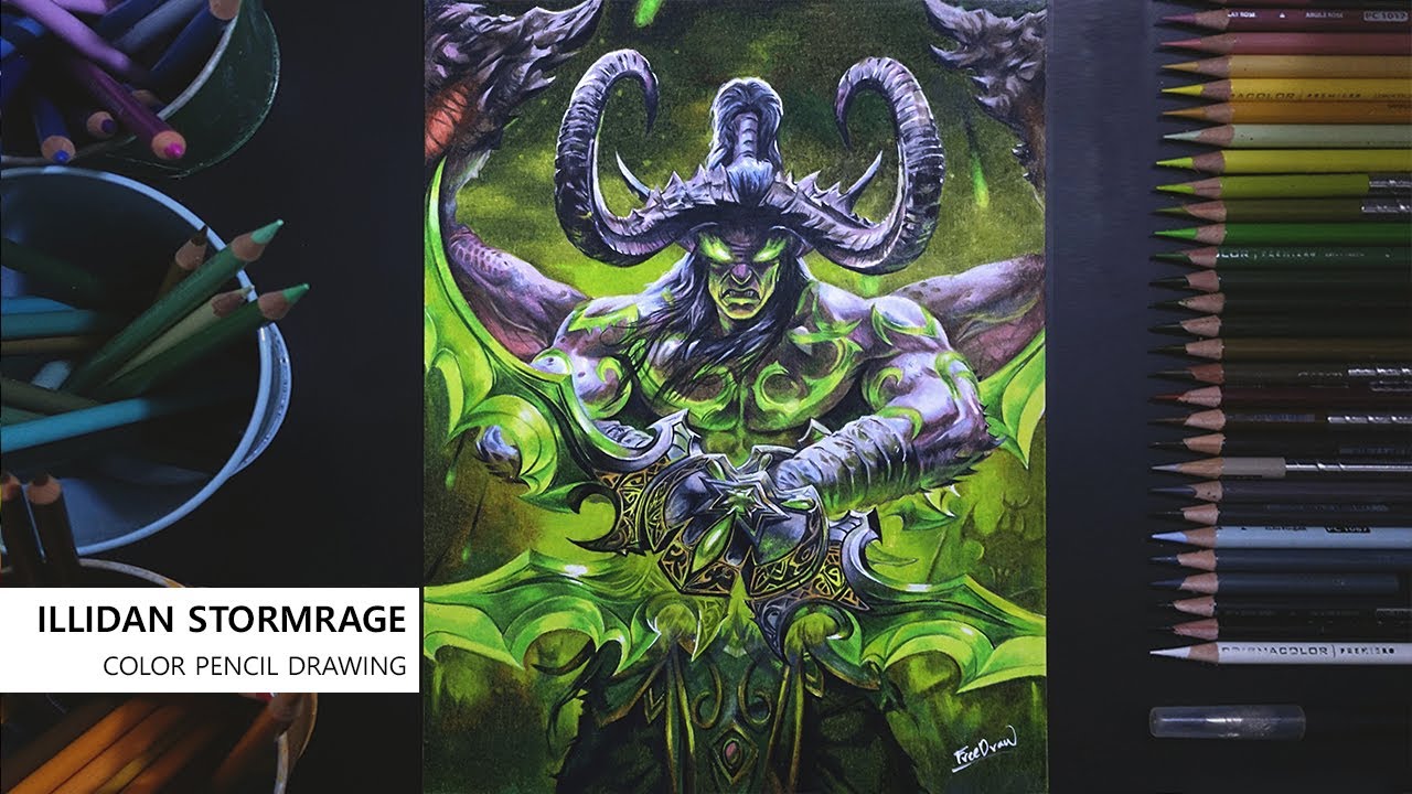 WOW ILLIDAN STORMRAGE colored pencil drawing - Freedraw