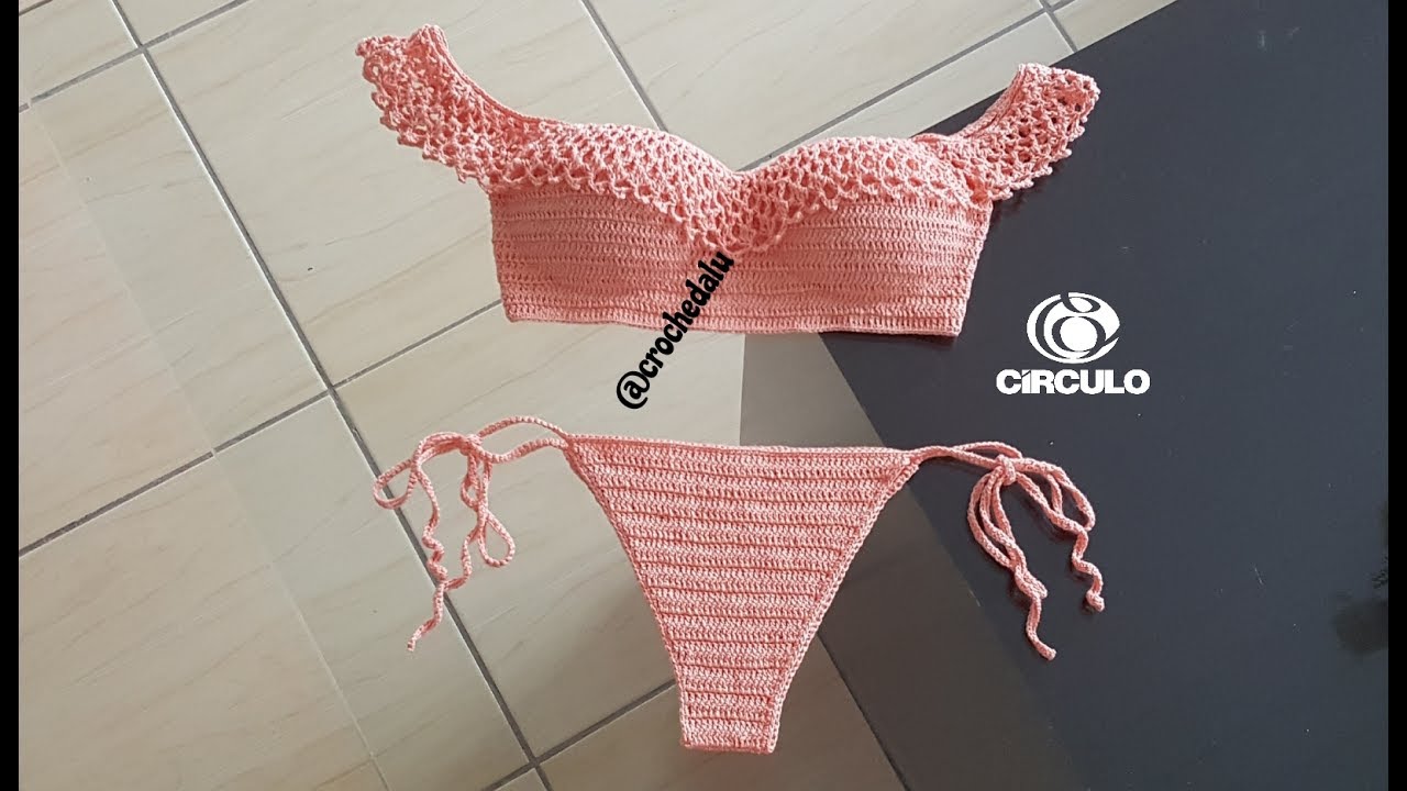 Biquíni de praia em crochê (parte de cima) - Parte 2