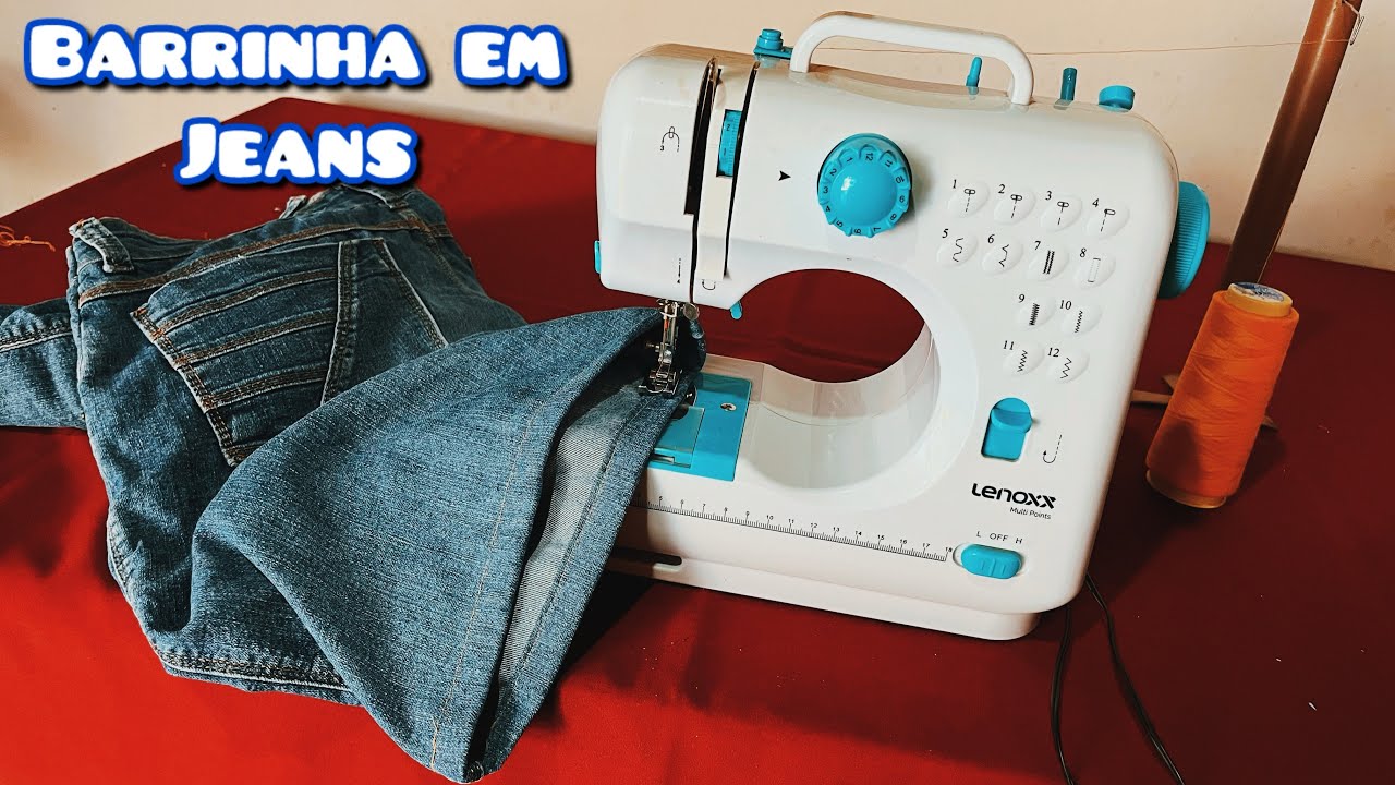 Como Fazer Barrinha em Jeans com a Mini Máquina de Costura Portátil 12 pontos da Shopee 
