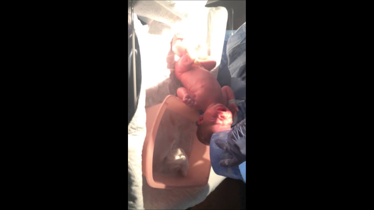 Victor's first bath at the hospital