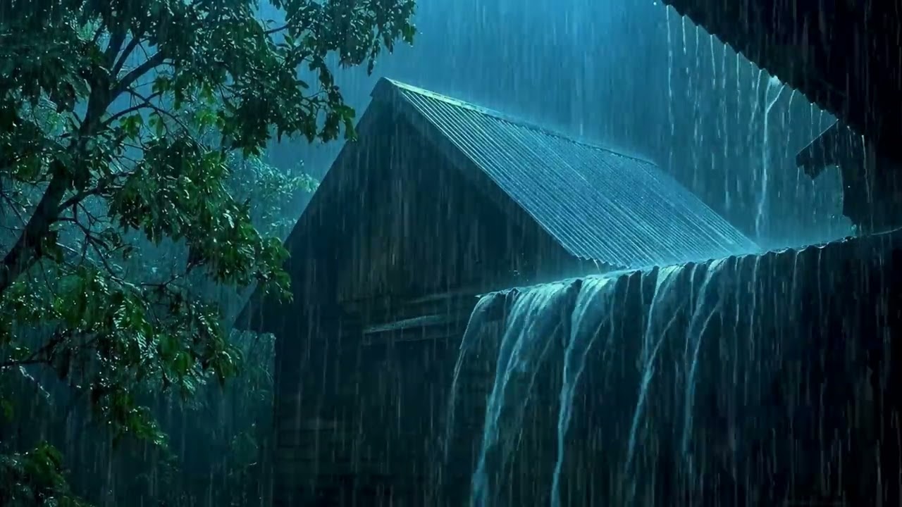 Fall into Deep Sleep Instantly with Heavy Rain & Thunder on Old Tin Roof in Foggy Forest