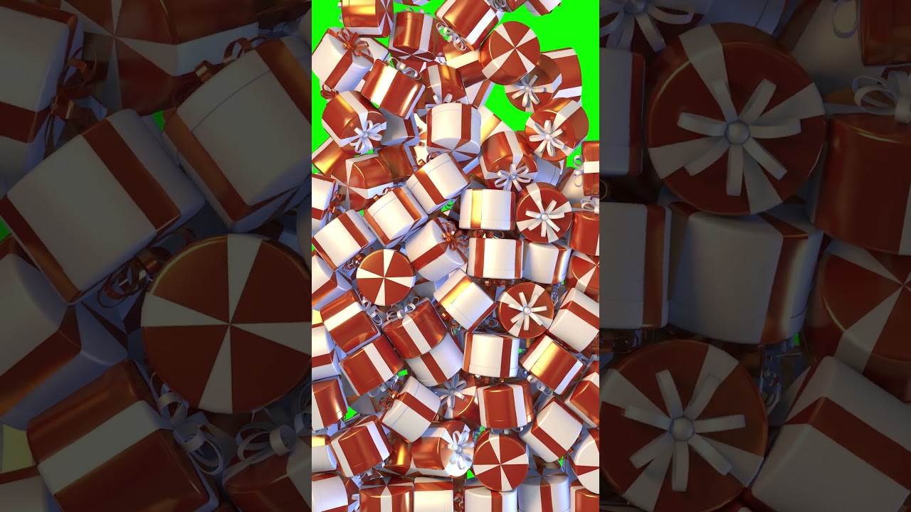 Green Screen Christmas gifts falling effect