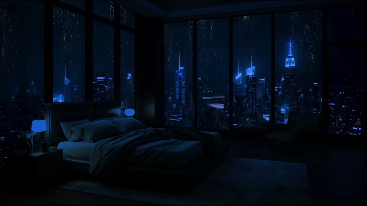 Urban Night Rain 🌧️ Peaceful Rain on the Window for Instant Sleep