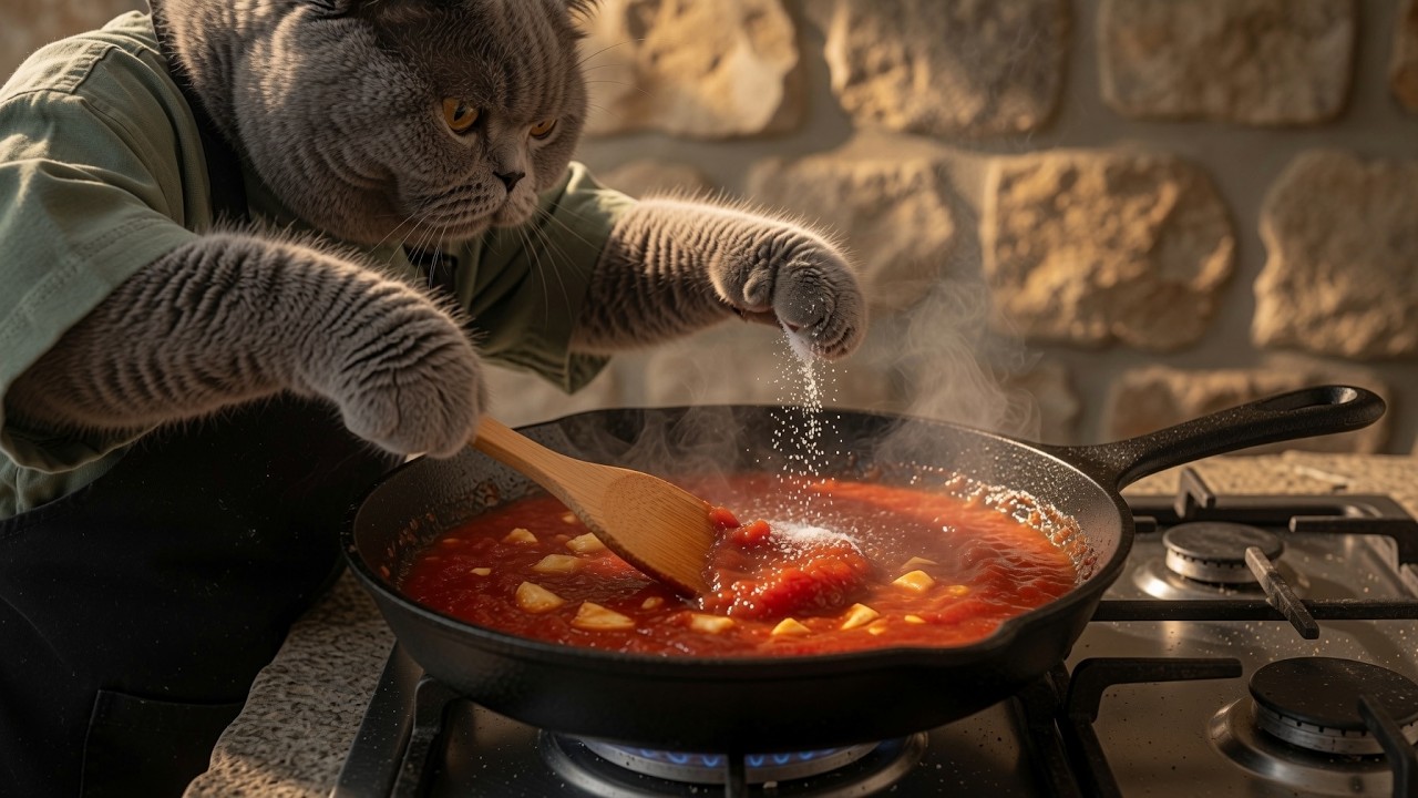 I let my Cat cook dinner... 🐾🍝 (Cinematic AI Cooking)