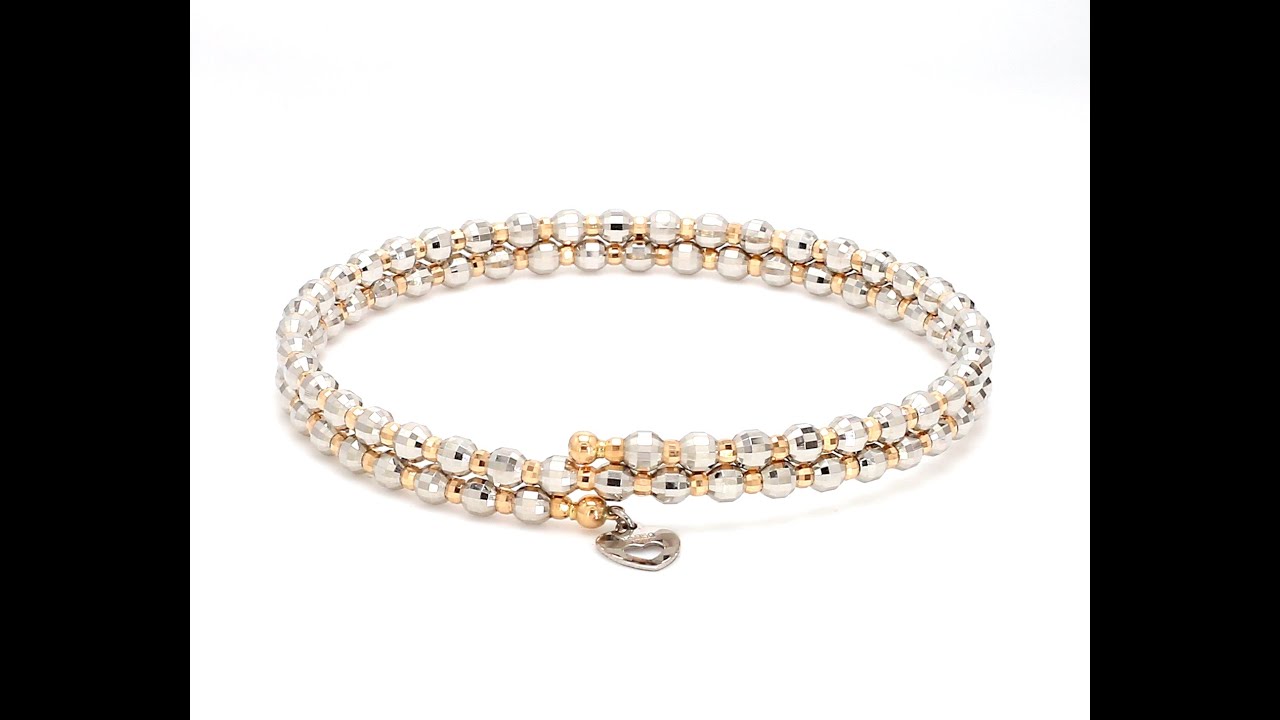 Japanese 2-row Platinum & Rose Gold Bracelet for Women with Diamond Cut Balls JL PTB 767 - Jewelove