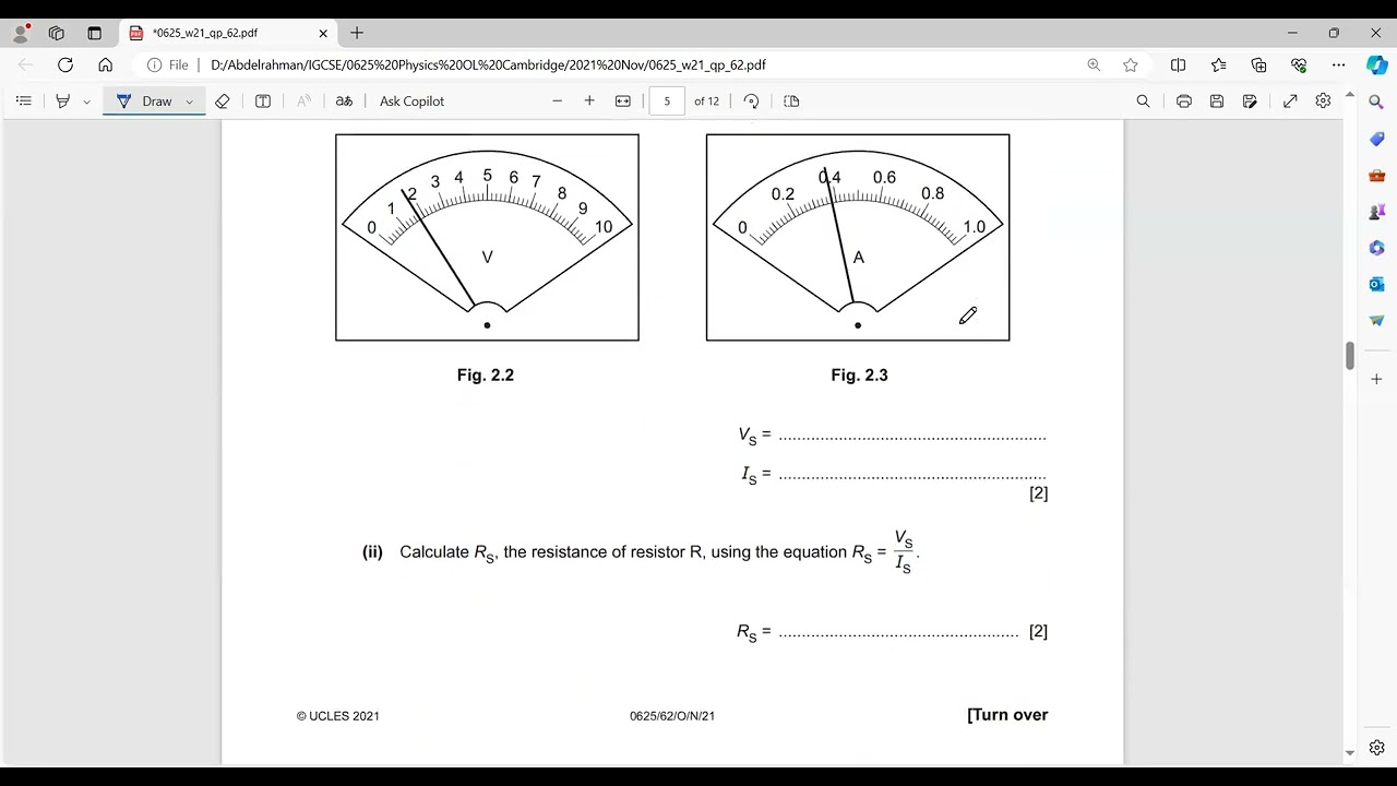 IGCSE Physics 0625/62/O/N/21
