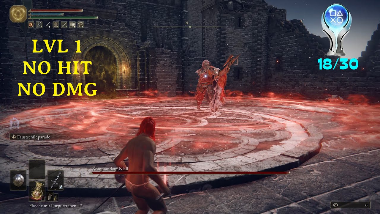 Elden Ring LVL 1  No Damage Parry Commander Niall (Solo Melee No DMG Level 1) Platinum 18/30