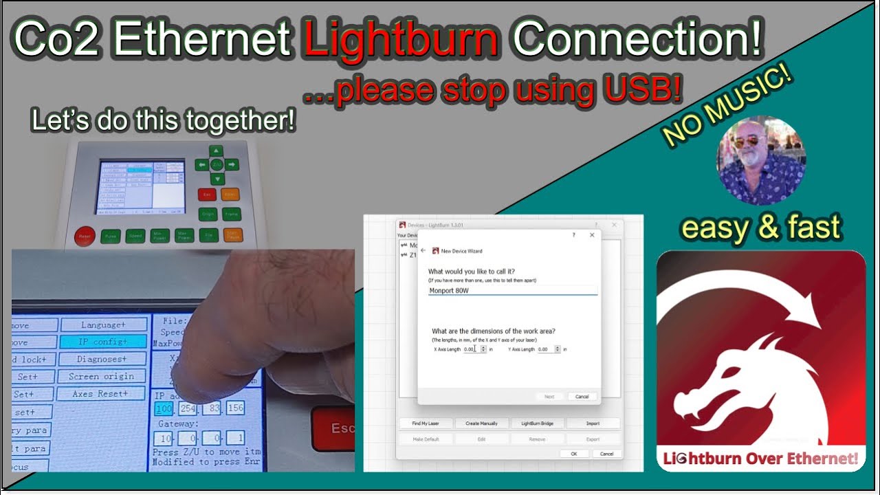 💻 Configuring an Ethernet Connection in Lightburn, to a Ruida Controller.