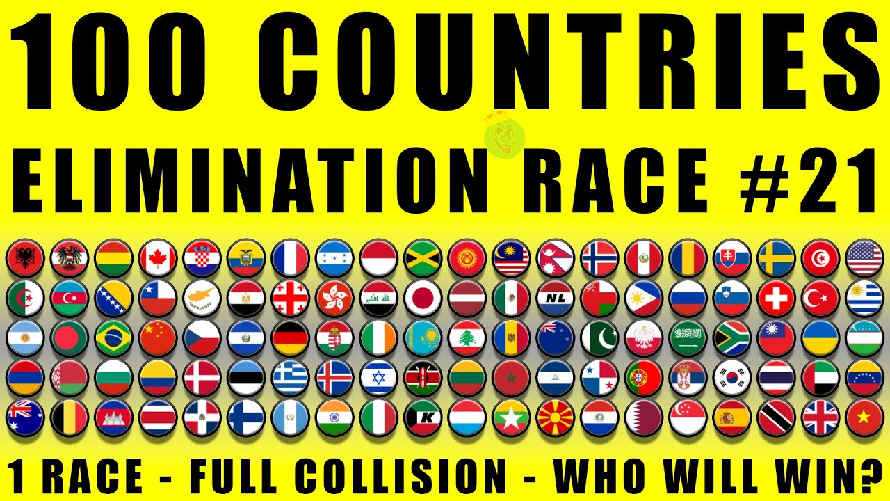 100 Countries Elimination Marble Race in Algodoo #21 \ Marble Race King
