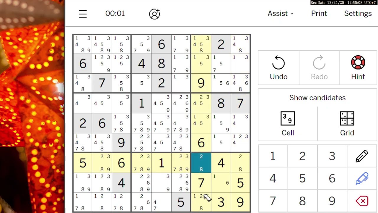 Expert Sudoku Los Angeles Times December 21, 2025