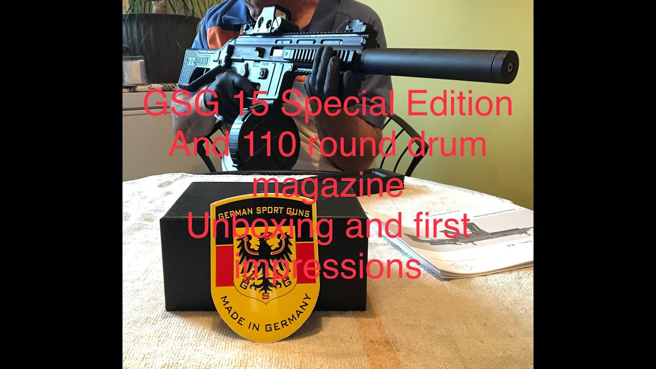 GSG 15 Special Edition with red dot and 110 round drum mag