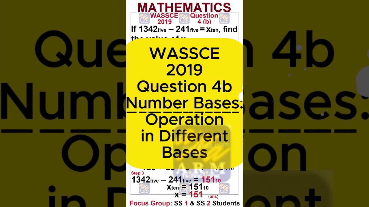 WASSCE 2019 Maths Q4b | Number Bases | Base 5 Subtraction & Conversion | WAEC Mathematics WAEC Maths