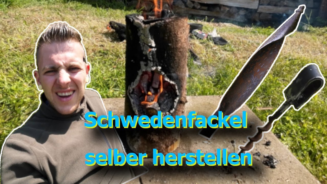 Schwedenfeuer selber bauen nur mit Säge und Handbohrer !!!