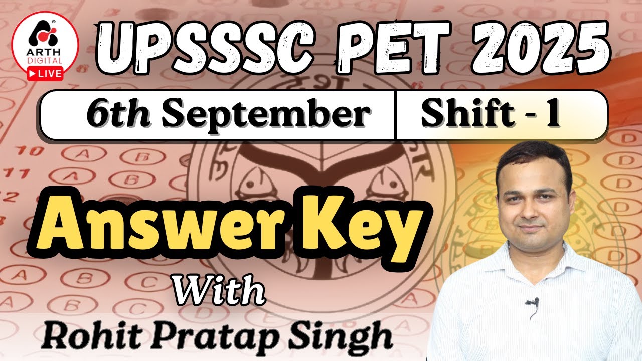 UPSSSC PET 2025 Exam 6 Sept Shift 1🔥Full Paper Answer Key- Rohit sir #petexam2025 #petanswerkey2021